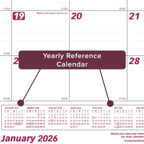 Brownline 2026 Monthly Desk Pad Calendar 12 Months January to December 22 x 17 C173126 BurgundyWhite - Image 3