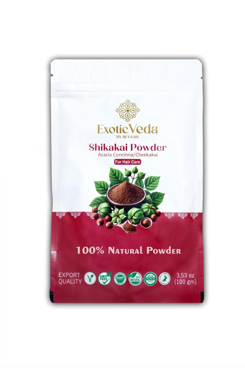 Exotic Veda Organic Shikakai Powder Natural Hair Cleanser and Conditioner NonGMO Herbal Formula for Strong Shiny Hair 100g