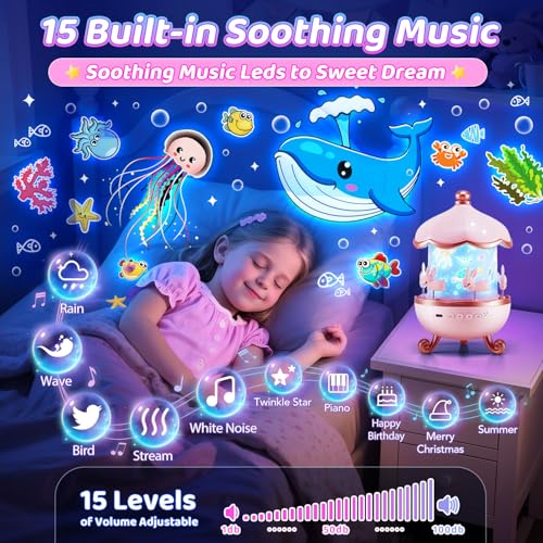 Staryou Sensory Lights Sound Machine Baby Night Light Projector Sensory Toys for Kids with Autism Toys for Girls 310 15 White Noise 15 Films 21Colors Night Light for Kids Fidget Toys for Kids - Image 3