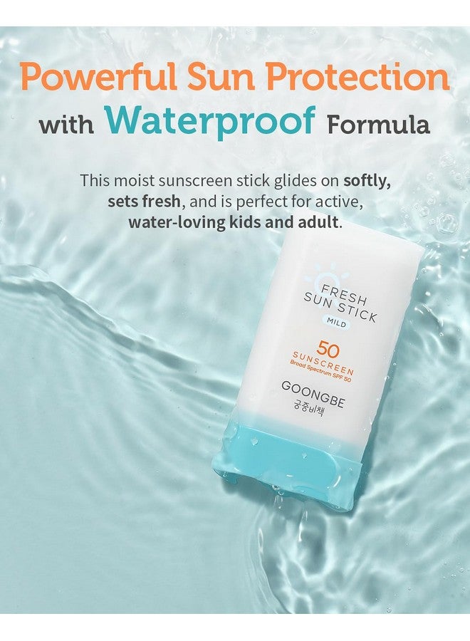 غونغبي GOONGBE Fresh Sun Stick Mild SPF 50 - مرطب واقي من الشمس من أكسيد الزنك بدون لون أبيض - غير دهني بلمسة نهائية ناعمة غير لامعة - مناسب للسفر للأطفال والرضع والكبار - نباتي وآمن على الشعاب المرجانية، 0.49 أونصة. - Image 3
