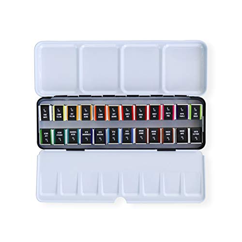 Etchr 24-Half Pan Watercolor Set - Artist-Grade Travel Palette with Bright, Lightfast Colors - Image 1
