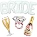 PartyForever 40 inch Bride Balloons White Letters Banner Bachelorette Party Decorations Kit Bach Party Supplies and Favors with Ring Balloon Bottle and Glass Balloon - Image 3