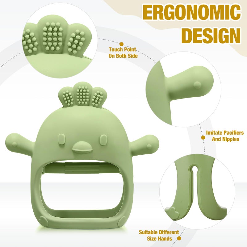 Woanger 4 Packs Baby Teething Toy Silicone Teething Toys for Babies 0-6 Months Anti Dropping Wrist Hand Teethers Mitten Chick Baby Chew for Sucking Needs - Image 5