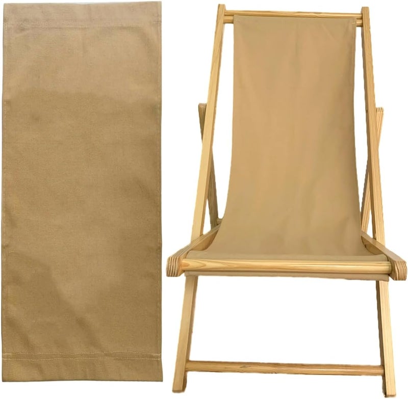 TBACW Replacement Canvas 47.24 Inch Lenth x 17.32 Inch Wide Replacement Cloth for Patio Lounge Chair Beach Sling Chair Reclining Beach Chair-No Wooden Frame-Only Replacement Canvas (Beige) - Image 1