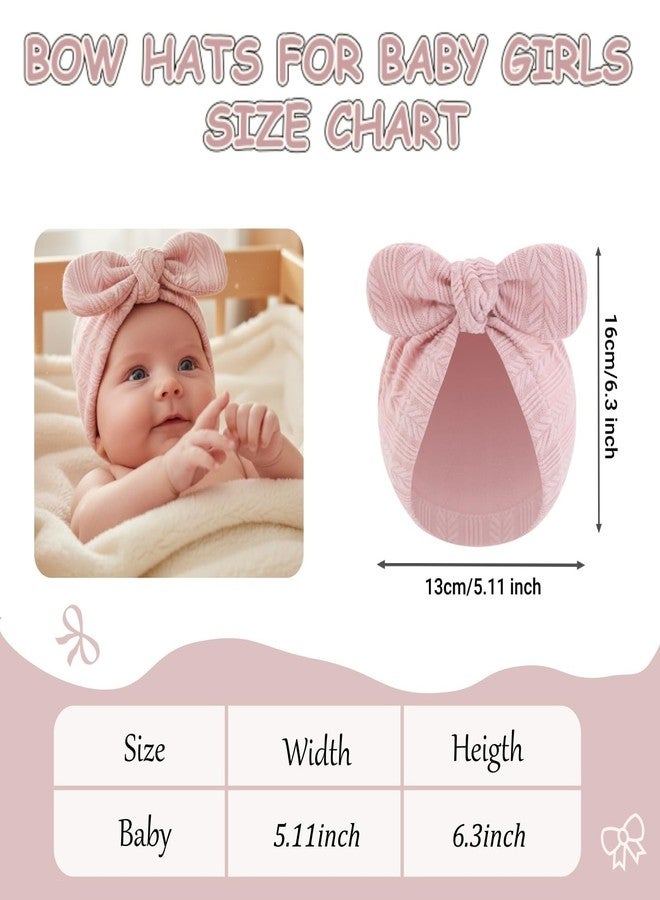 LIDHAY Newborn Baby Bow Knot Turban Hat Infant Hospital Hat Cotton Head Wrap Beanie Cap for Toddler Boys Girls 0-12 Months, Light Purple+dark Pink+taro+light Pink, One Size - Image 2