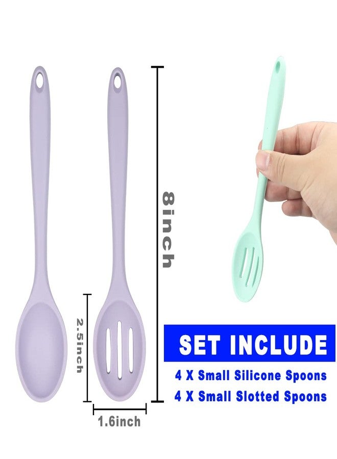 ايلان مجموعة أدوات طهي سيليكون من إيلان مكونة من 8 قطع، ملاعق تقديم سيليكون، ملاعق طهي لأواني الطهي غير اللاصقة، مثالية للسلطات في المطبخ. - Image 2