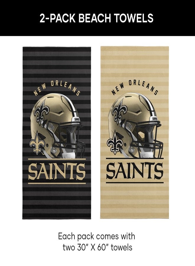 Northwest NFL New Orleans Saints 2-Pack Beach Towel Set, 30" x 60" Each, Standard, Team Colors - Image 2