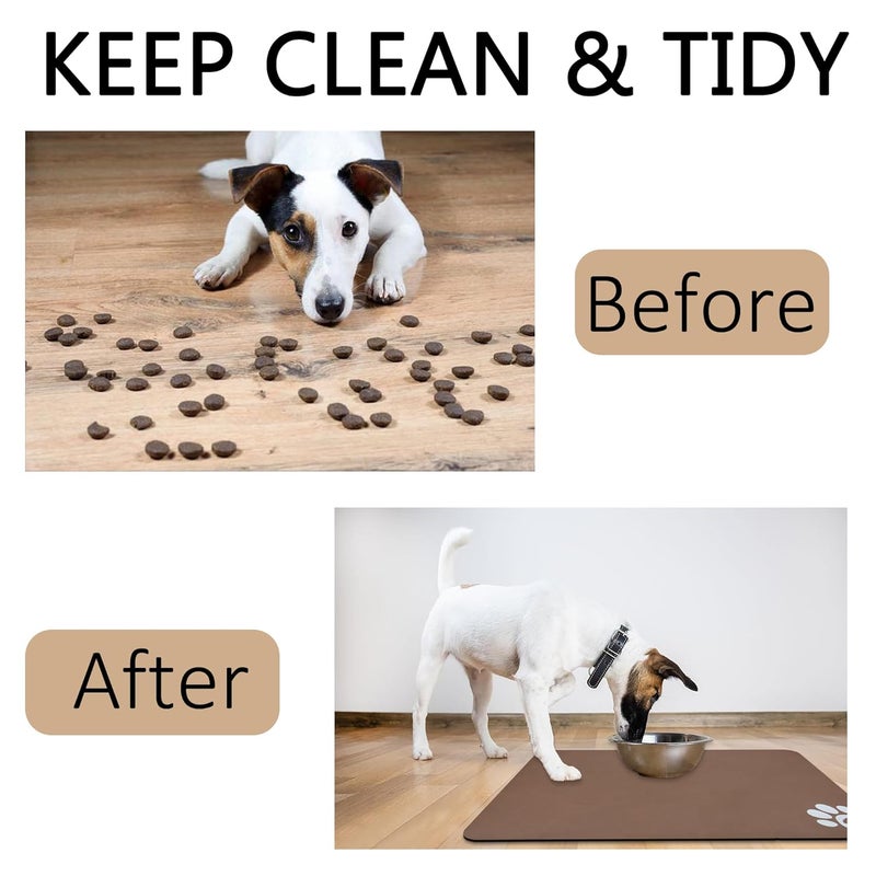 YCT Pet Feeding Mat Diatomaceous Earth Leather, Non-Slip No-Rinse Cat and Dog Super Absorbent and Stain Free, Resting and Sleeping With Footprints Logo, 18.1 x 11.8 inches, Black - Image 5