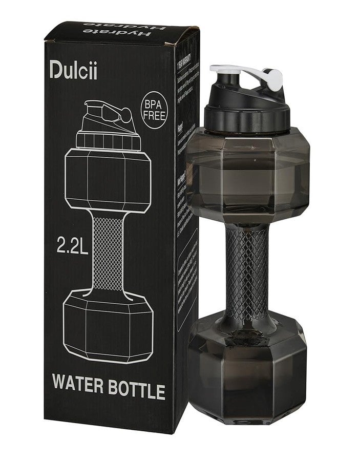 Dulcii 2.2L Dumbbell Shape Water Bottle, PETG Eco-friendly Sports Fitness Exercise Water Jug for Gym, Yoga, Running, Outdoors, Cycling, and Camping (Black) - Image 3