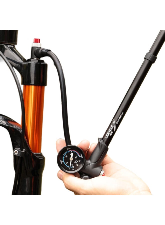 LeBycle Mountain Bike Air Pressure Aluminum Alloy Front Fork High-Pressure Pump, Soft Tail Shock Absorption, Small Inflatable Pump, Universal - Image 3