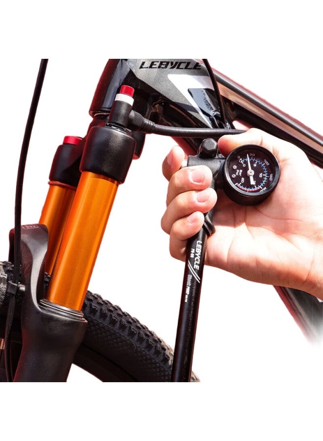 LeBycle Mountain Bike Air Pressure Aluminum Alloy Front Fork High-Pressure Pump, Soft Tail Shock Absorption, Small Inflatable Pump, Universal - Image 2