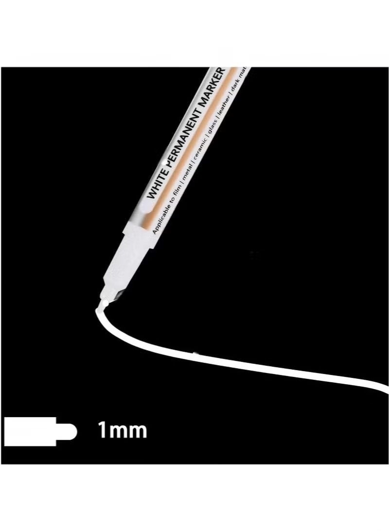 10 Pack White Marker, Waterproof White Acrylic Markers, White Permanent Marker, White Paint Markers for Metal, Black Paper, Canvas, Glass, Rock, Wood, Stone, Graffiti, Ceramic, DIY, Art Supplies - Image 4