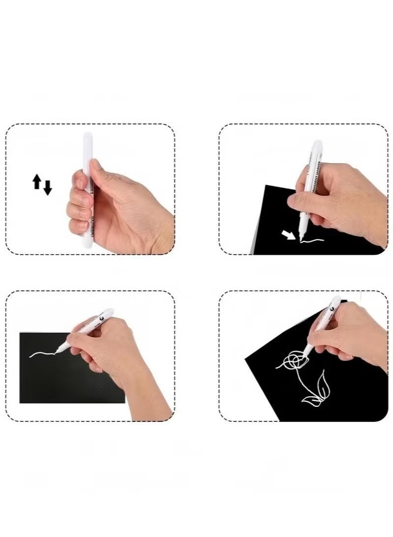 10 Pack White Marker, Waterproof White Acrylic Markers, White Permanent Marker, White Paint Markers for Metal, Black Paper, Canvas, Glass, Rock, Wood, Stone, Graffiti, Ceramic, DIY, Art Supplies - Image 5