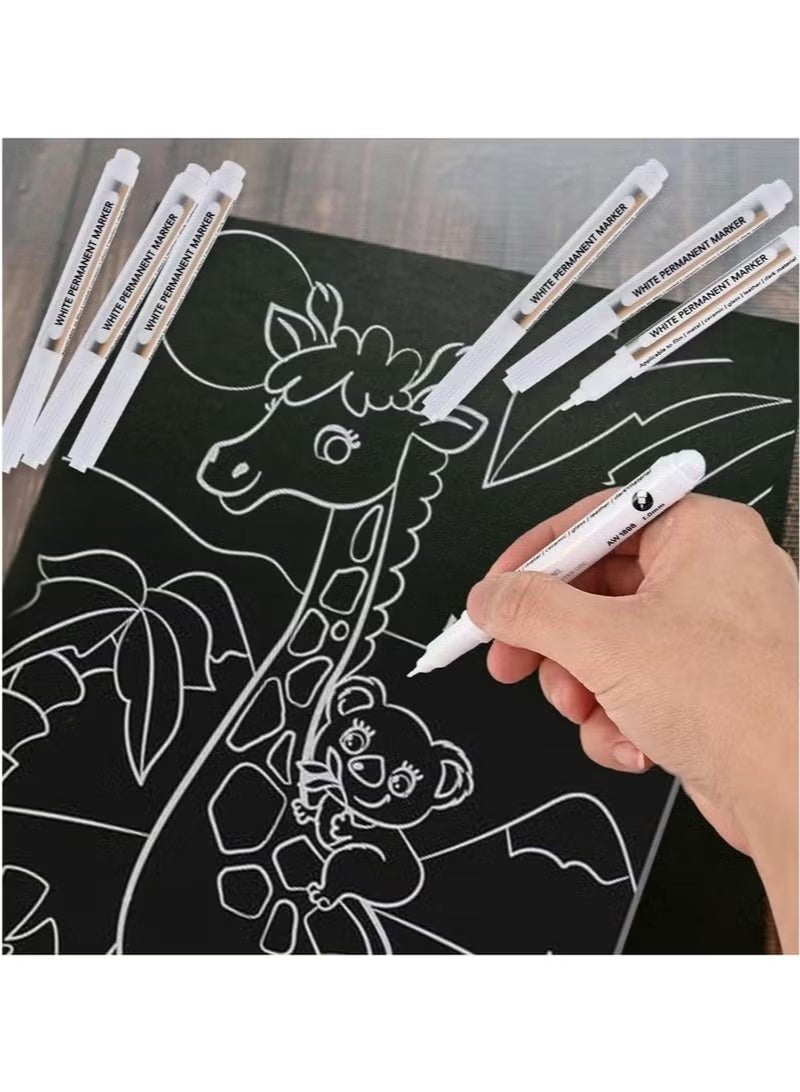 10 Pack White Marker, Waterproof White Acrylic Markers, White Permanent Marker, White Paint Markers for Metal, Black Paper, Canvas, Glass, Rock, Wood, Stone, Graffiti, Ceramic, DIY, Art Supplies - Image 2