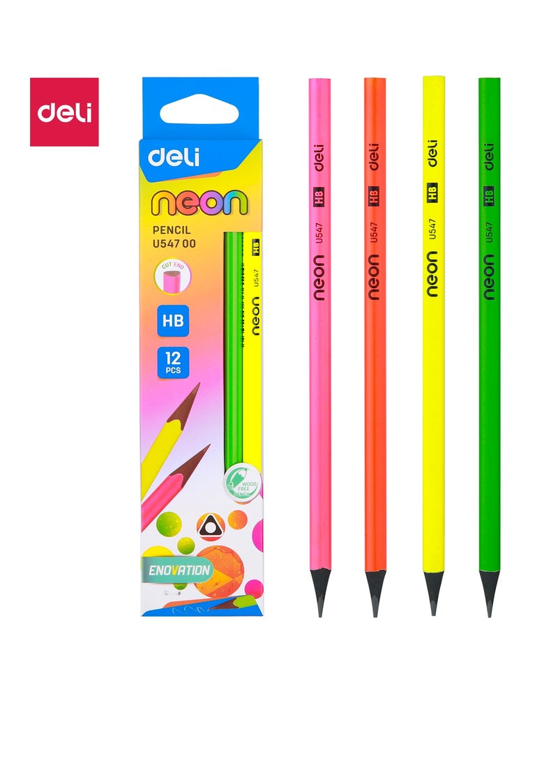 Deli EU54700 HB Pencil – Wood-Free, Triangular Grip, Assorted Colors for Comfortable Writing - Image 1