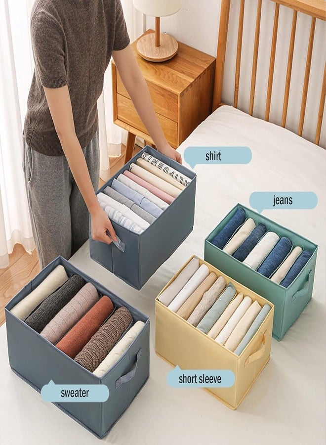 Kienlix Set of 3 Clothing Storage Boxes, Stackable and Washable Multifunction Closet Drawer Organizer Boxes, Fabric Storage Basket with 6+7+9 Compartments for Sweaters, Jeans, Trousers - Image 5