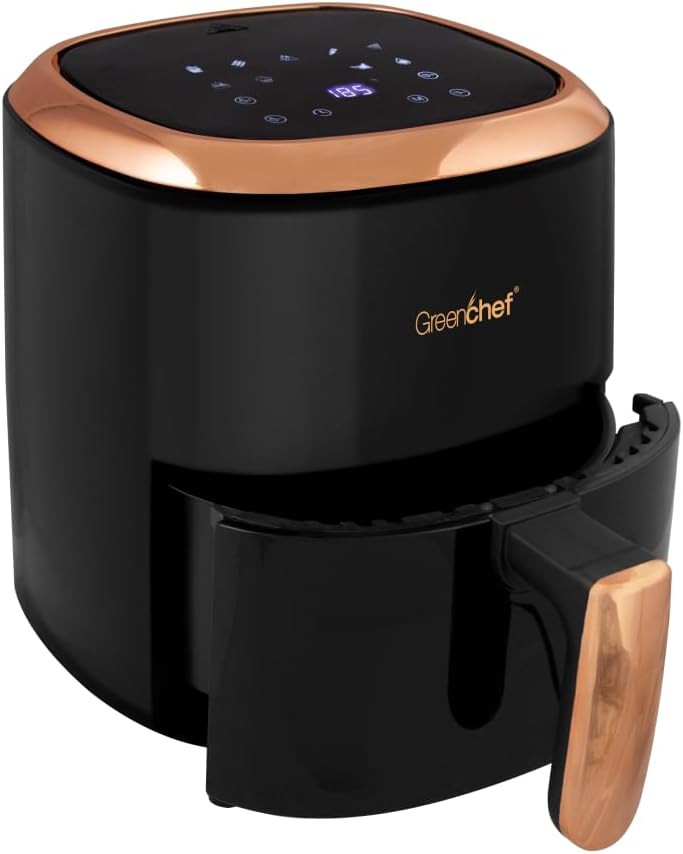Greenchef Digital Air Fryer Frizzle with Touch Panel, 4.2L, 1200W, Black and Gold - Image 1
