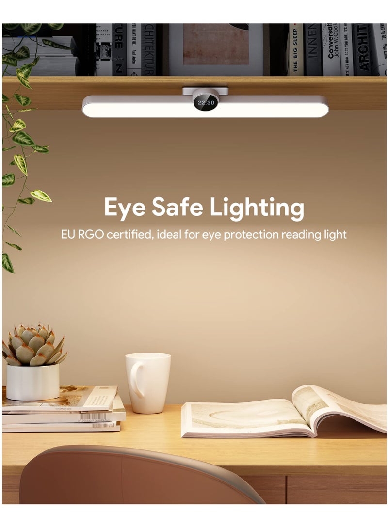 KASTWAVE ضوء كبير تحت الخزانة مع ساعة رقمية، 15.7 بوصة 5 واط ضوء LED لاسلكي لخزانة الملابس، قابل لإعادة الشحن وخافت بثلاثة ألوان ضوء القراءة المثبت على الجدار لمطبخ وزينة السرير وخزانة الملابس - Image 3