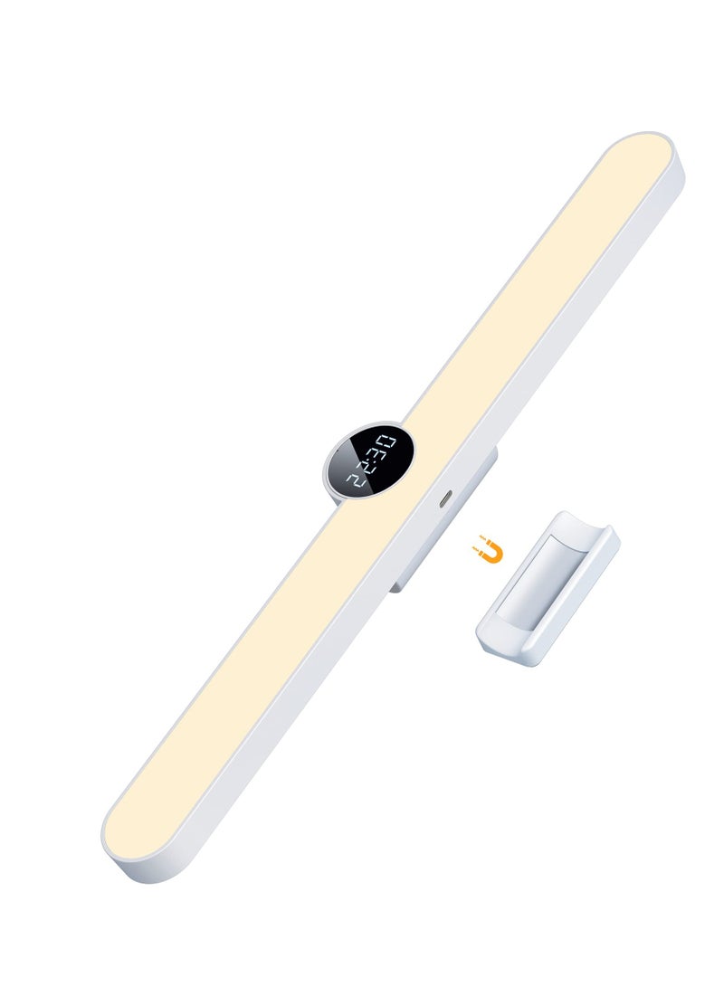 KASTWAVE ضوء كبير تحت الخزانة مع ساعة رقمية، 15.7 بوصة 5 واط ضوء LED لاسلكي لخزانة الملابس، قابل لإعادة الشحن وخافت بثلاثة ألوان ضوء القراءة المثبت على الجدار لمطبخ وزينة السرير وخزانة الملابس - Image 1