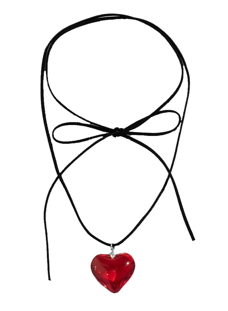 أوزيغالور قلادة قلادة قلب كبير للنساء قلادة قلب زجاجية مكتنزة على شكل قلب - Image 1
