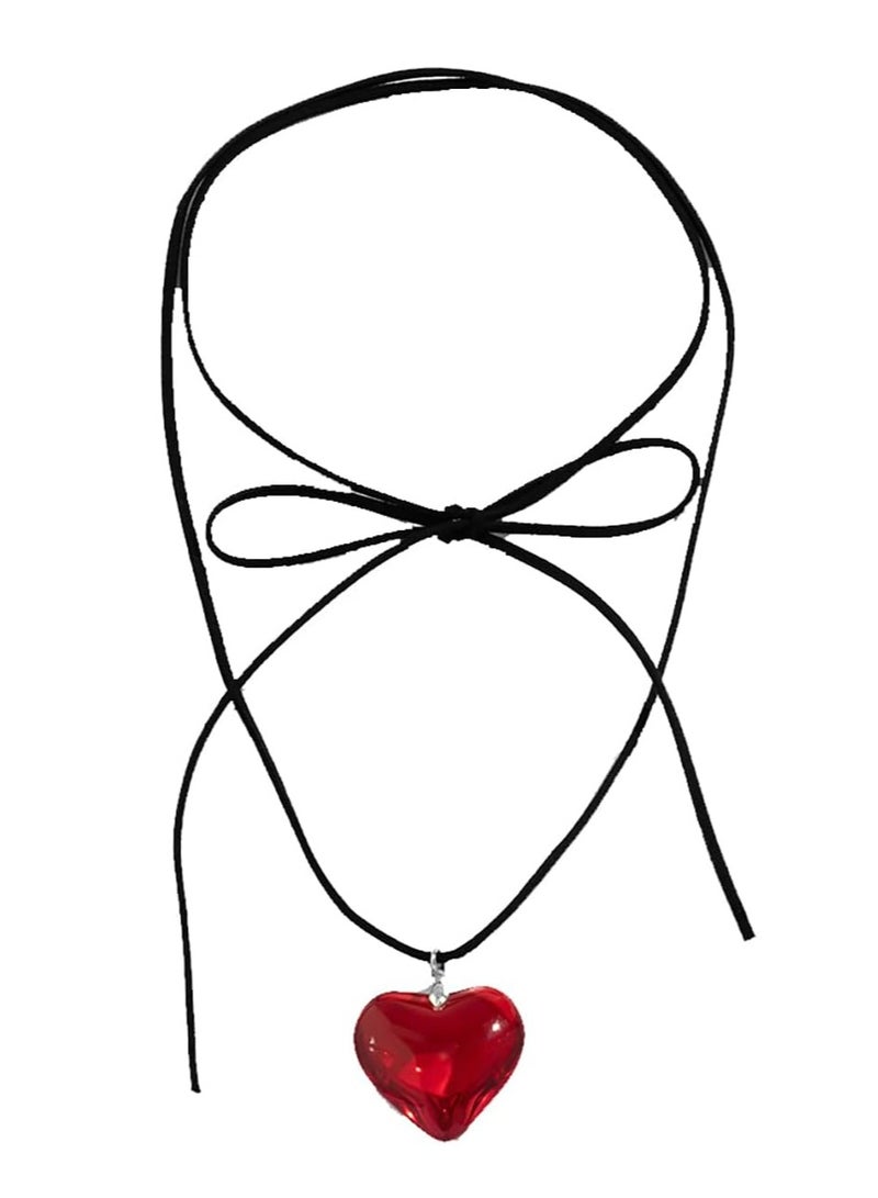 أوزيغالور قلادة قلادة قلب كبير للنساء قلادة قلب زجاجية مكتنزة على شكل قلب - Image 2