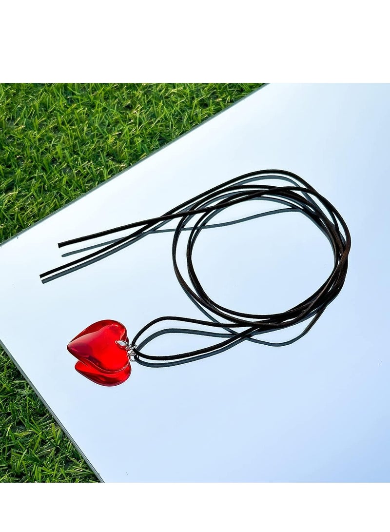 أوزيغالور قلادة قلادة قلب كبير للنساء قلادة قلب زجاجية مكتنزة على شكل قلب - Image 3