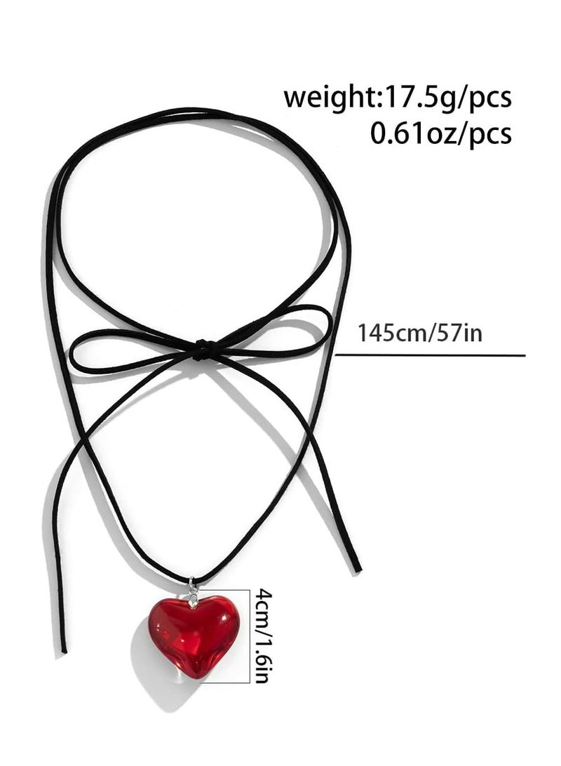 أوزيغالور قلادة قلادة قلب كبير للنساء قلادة قلب زجاجية مكتنزة على شكل قلب - Image 4