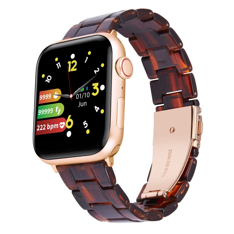 BINLUN Compatible with Apple Watch Bands 38mm 40mm 41mm 42mm for Women Men Lightweight Resin Watch Straps Bracelet Compatible with iWatch Series 11/10/9/8/7/6/5/4/3/2/1/SE3 2 1/Ultra 3 2 1, Amber - Image 1