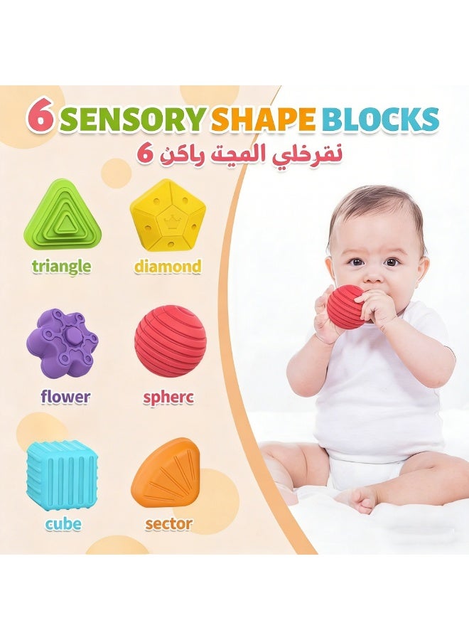 Kueh Montessori Shape Sorting Cubes – 6 Pc Multi-Sensory Baby Toy for 1 Year Old, Toddlers 12+ Months - Image 2