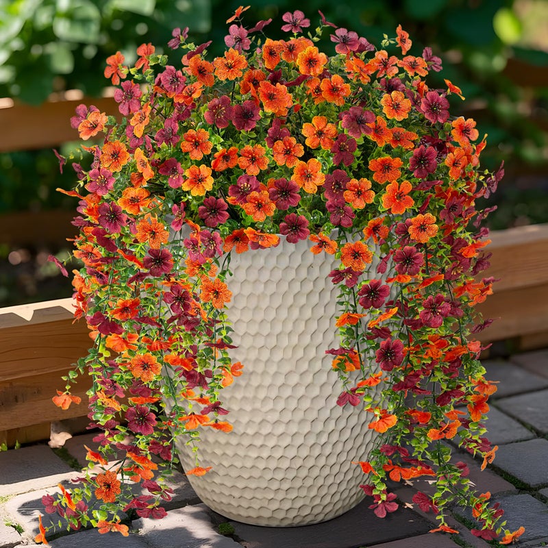 Ammyoo Artificial Flowers for Outdoors Home Decor，2 Pack Realistic Daisy Silk Flowers Fake Plants Front Porch Courtyard Flower Pot Hanging Basket Spring Summer Autumn Fake Flowers (Orange Brown) - Image 1