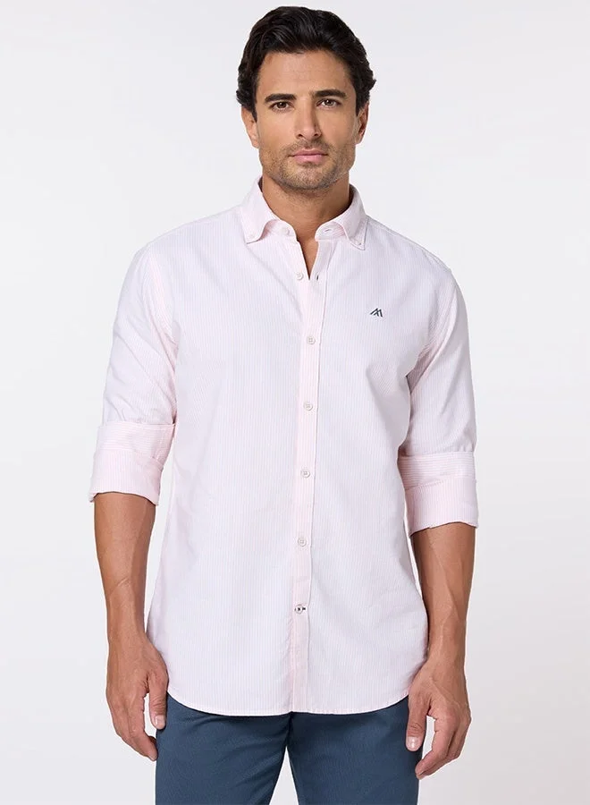 Mannerism The Pink & White Stripe Oxford Shirt with Crisp Lines