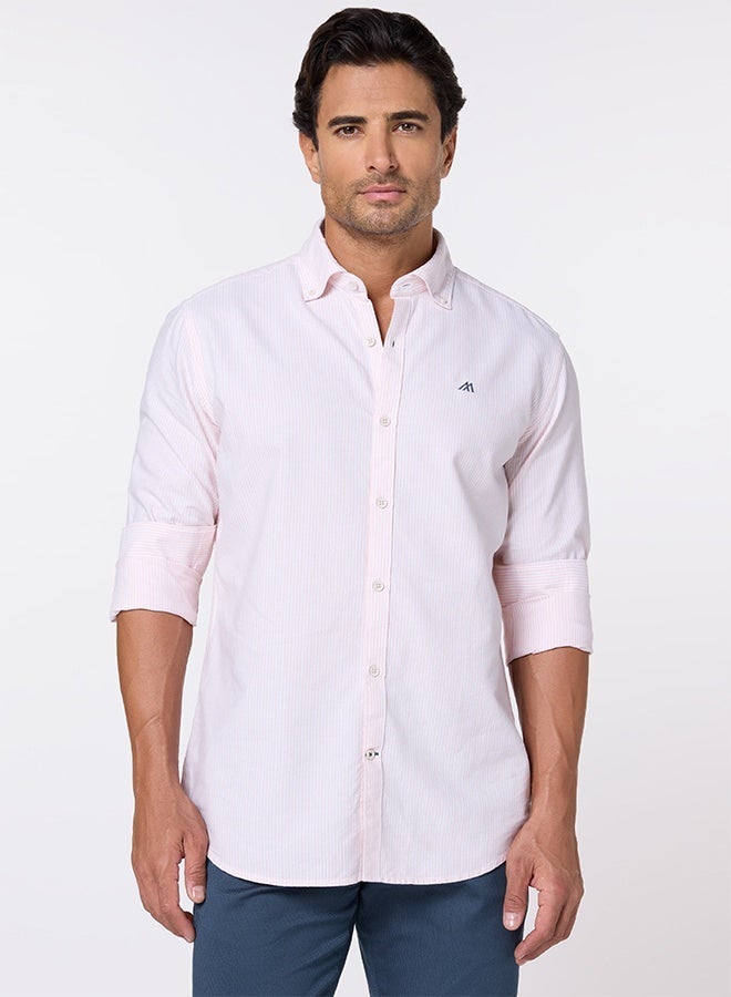 Mannerism The Pink & White Stripe Oxford Shirt with Crisp Lines - Image 2