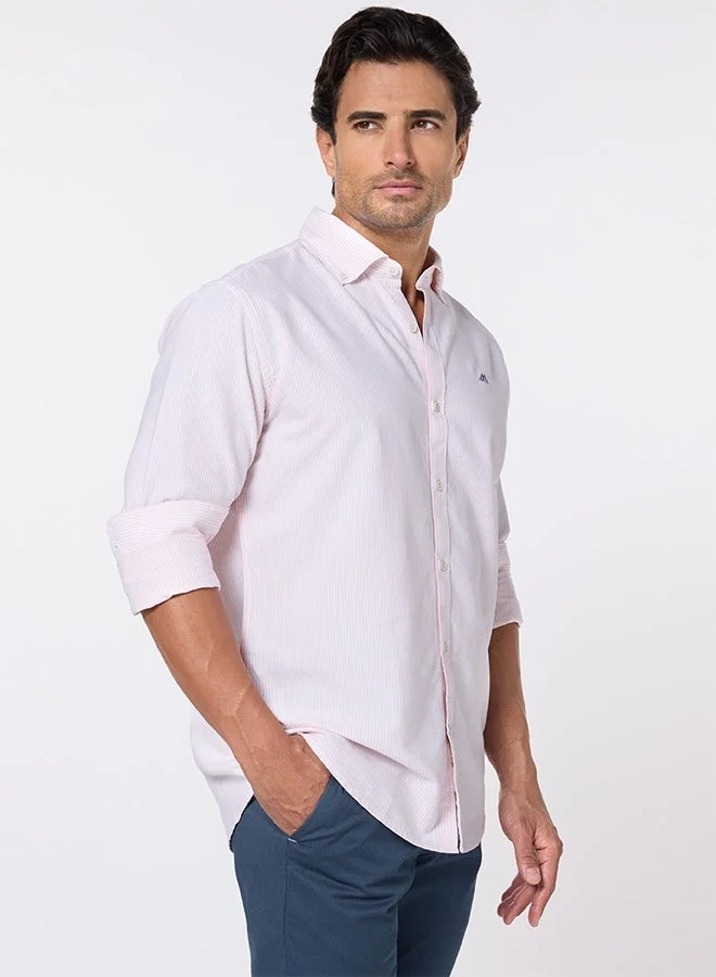 Mannerism The Pink & White Stripe Oxford Shirt with Crisp Lines