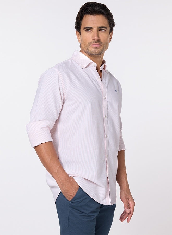 Mannerism The Pink & White Stripe Oxford Shirt with Crisp Lines - Image 1