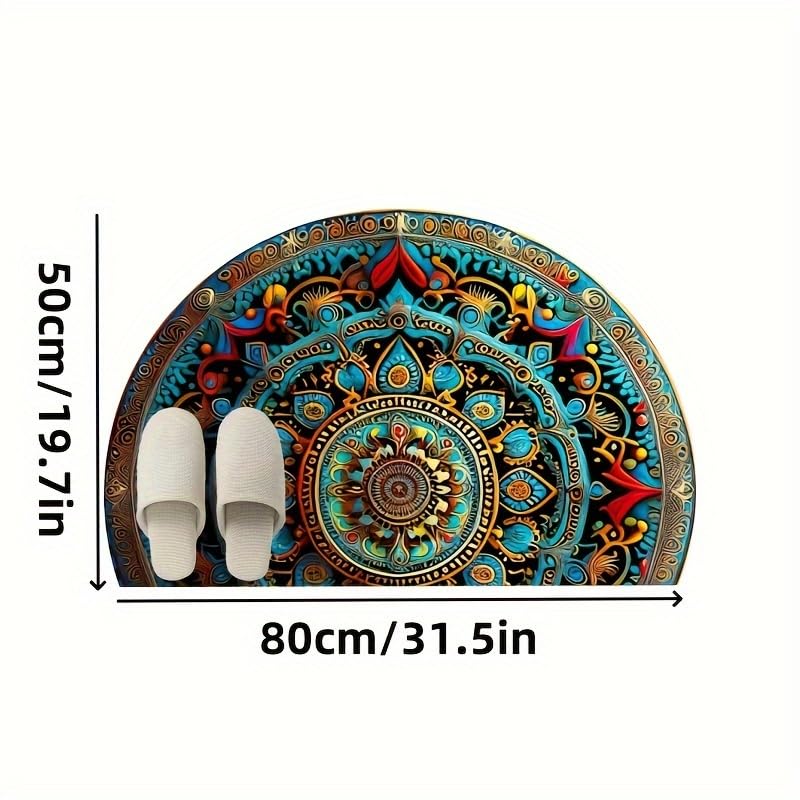 SHOPONIL 80x50cm Polypropylene Outdoor Mat Semi-Circle Pattern Doormat,Anti Skid Welcome Mats for Door Entrance,Front Door Decoration Items Welcome Mat Rugs for Home Kitchen Office(Colorful),Silver - Image 3