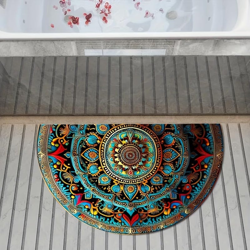 SHOPONIL 80x50cm Polypropylene Outdoor Mat Semi-Circle Pattern Doormat,Anti Skid Welcome Mats for Door Entrance,Front Door Decoration Items Welcome Mat Rugs for Home Kitchen Office(Colorful),Silver - Image 4