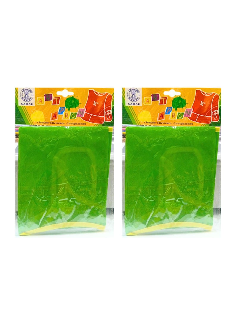 Sadaf Kids Painting Clothes Waterproof Apron, Art Graffiti Play Long Sleeve Smock with Pockets, for Childrens Painting Pottery Clay Baking Cooking Craft and Lab Activity (Pack of 2) - Image 1