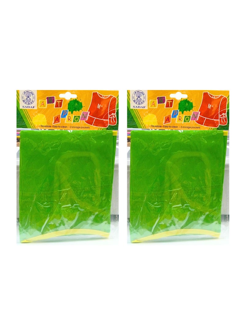 Sadaf Kids Painting Clothes Waterproof Apron, Art Graffiti Play Long Sleeve Smock with Pockets, for Childrens Painting Pottery Clay Baking Cooking Craft and Lab Activity (Pack of 2) - Image 2