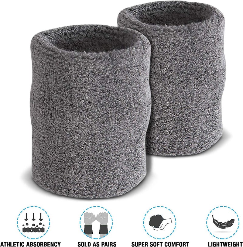 AMIFIT 5 x 3 Inch Sports Wrist Band Absorbent Sweatbands for Football Basketball Running Athletic Sports and Working Out, Pack of 1 (Grey) - Image 2