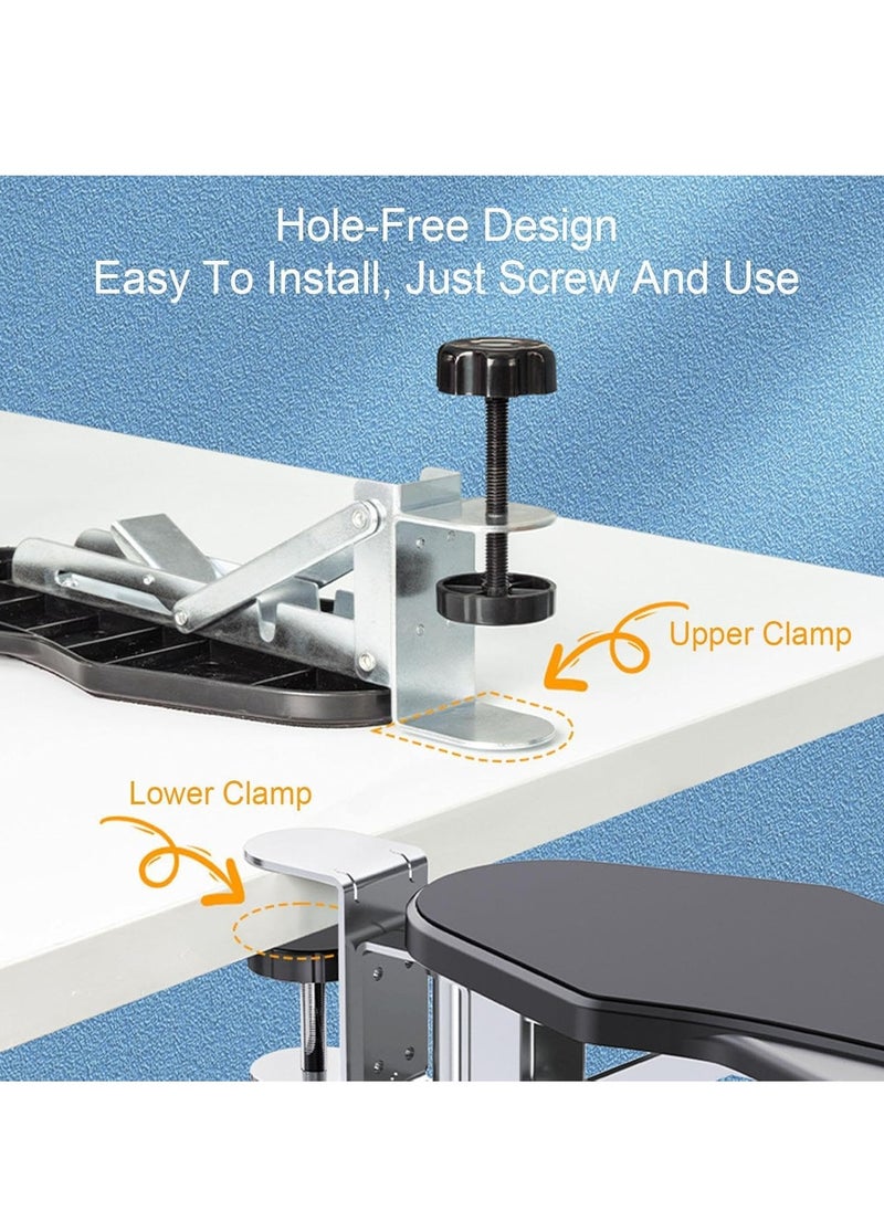 Kidle - Computer Arm Rest for Desk, Adjustable Arm Rest Support for Computer Desk Ergonomic Arm Rest Extender Rotating Mouse Pad Holder for Table, Office, Chair, Desk - Image 1