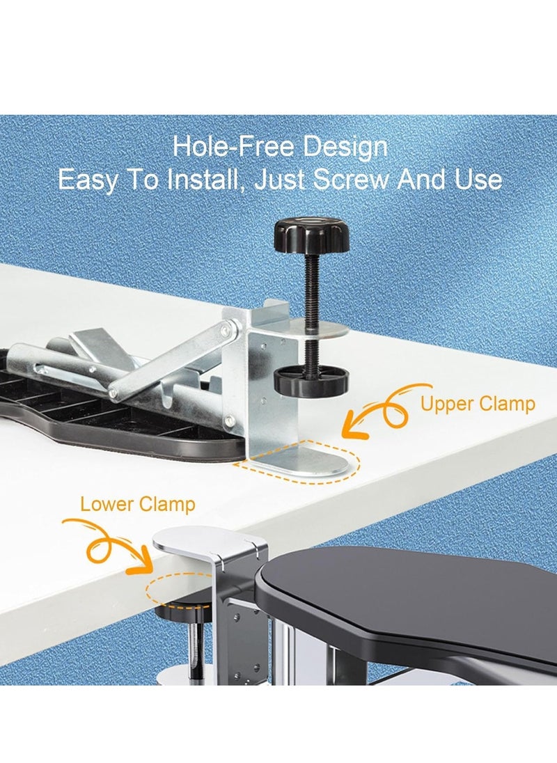 Kidle - Computer Arm Rest for Desk, Adjustable Arm Rest Support for Computer Desk Ergonomic Arm Rest Extender Rotating Mouse Pad Holder for Table, Office, Chair, Desk - Image 1