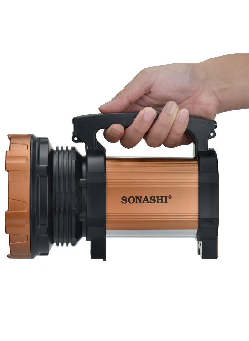 SONASHI - Rechargeable Search Light with 2 LED Bright Bulbs  6000mAh Battery with Continuous Working of 10 Hours  2 Light Modes  Solar Charging And Power Bank Function  Flashlights SSL-725B - Image 1