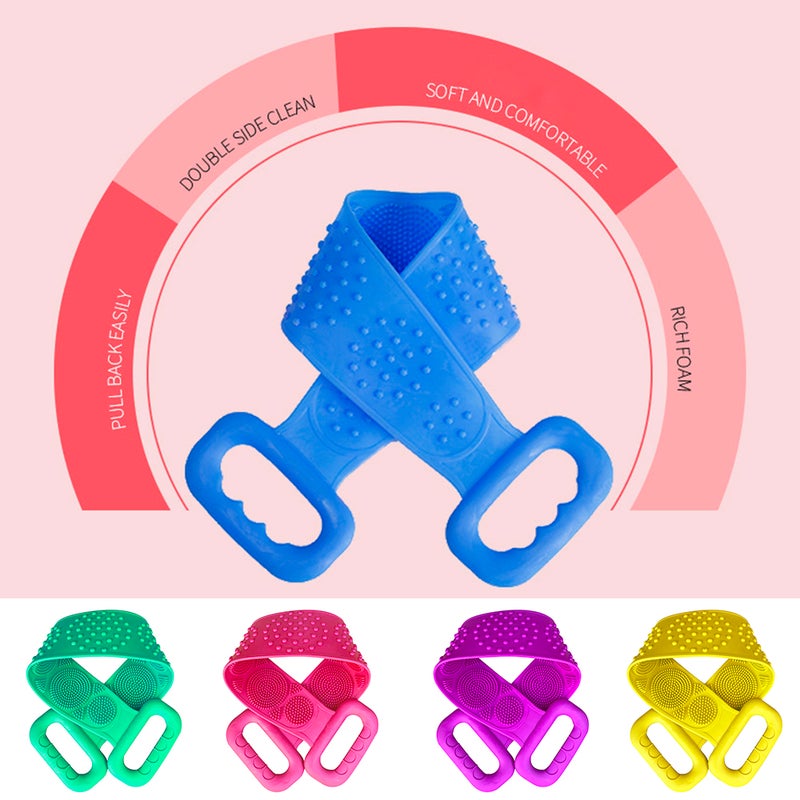 Silicone Back Scrubber, Bath Shower Silicone Body Massage Brush Silicone Bath Towel Exfoliating Body Brush Belt, Cleaning Shower Strap, Double-Sided Washing Towel Scrubber for Men Women - Image 5