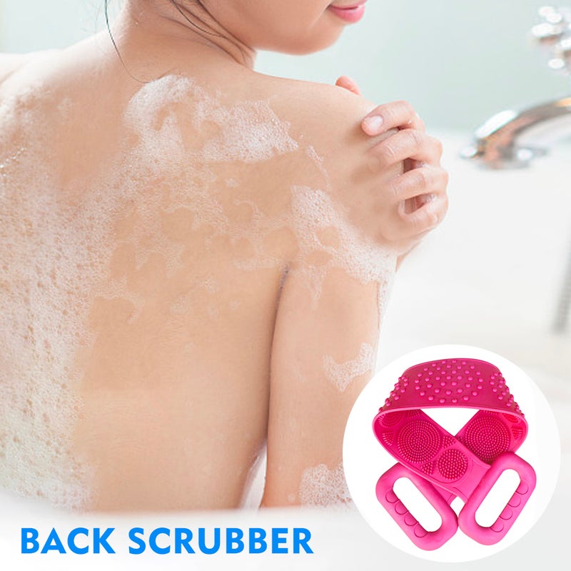 Silicone Back Scrubber, Bath Shower Silicone Body Massage Brush Silicone Bath Towel Exfoliating Body Brush Belt, Cleaning Shower Strap, Double-Sided Washing Towel Scrubber for Men Women - Image 1