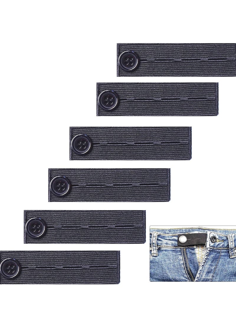 Excefore - Elastic Waist Extenders, 6 Pcs Adjustable Waistband Expanders for Men and Women, Pregnancy, Jeans, Slacks, Pants, Skirts (Black) - Image 1