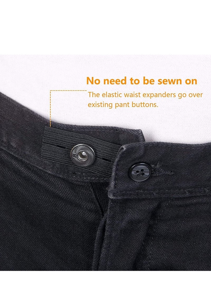 Excefore - Elastic Waist Extenders, 6 Pcs Adjustable Waistband Expanders for Men and Women, Pregnancy, Jeans, Slacks, Pants, Skirts (Black) - Image 1