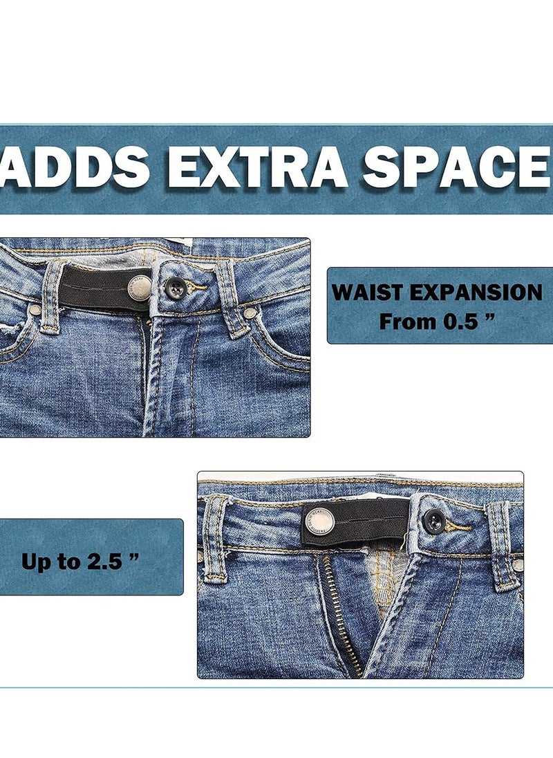 Excefore - Elastic Waist Extenders, 6 Pcs Adjustable Waistband Expanders for Men and Women, Pregnancy, Jeans, Slacks, Pants, Skirts (Black) - Image 1