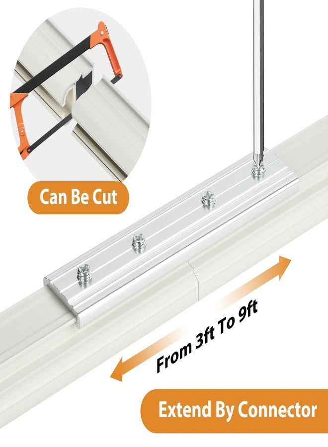 KOLAKO Ceiling Curtain Track, 3ft-9ft Aluminum Ceiling Curtain Track Set, Heavy Duty Curtain Rails Wall Mount Track Curtains System Room Divider (3PCS) - Image 4