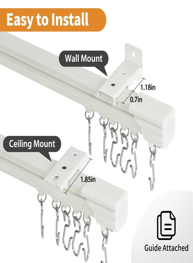 KOLAKO Ceiling Curtain Track, 3ft-9ft Aluminum Ceiling Curtain Track Set, Heavy Duty Curtain Rails Wall Mount Track Curtains System Room Divider (3PCS) - Image 2
