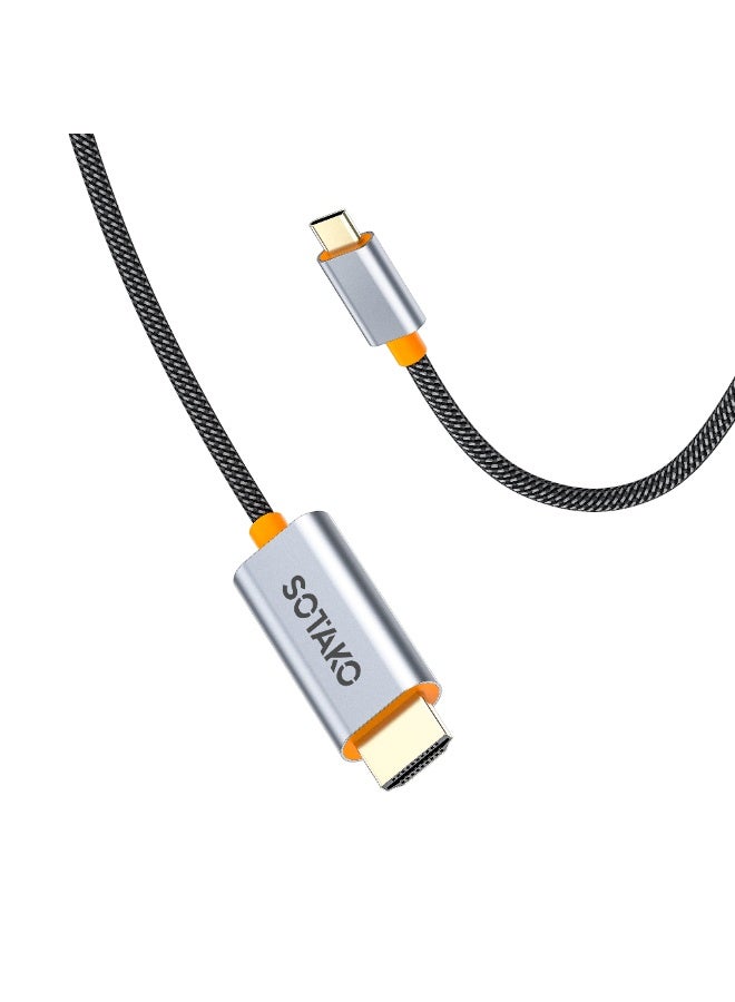 سوتاكو كابل SOTAKO USB C إلى HDMI – محول فيديو عالي السرعة 4K UHD (3840x2160 @30Hz) USB 3.2 Gen2، كابل مجدول فائق المتانة بطول 1.8 متر (6 قدم)، هيكل من سبائك الألومنيوم + PVC – توصيل وتشغيل لأجهزة MacBook والمزيد. - Image 2